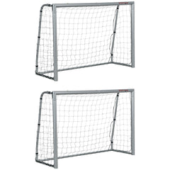 PURE 6ft x 4ft Football Goal, Set of 2 Football Net for Garden, Training Goal with Ground Stakes, Steel Frame