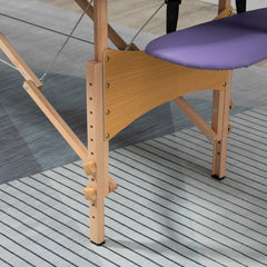 PURE Portable Massage Bed, Folding Spa Beauty Massage Table with 2 Sections, Carry Bag and Wooden Frame, Purple