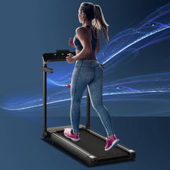 PURE Folding Treadmill, 1.85HP Installation-Free Walking Jogging Running Machine, 12KM/H with 12 Pre-Programs and LED Display for Home Gym Office