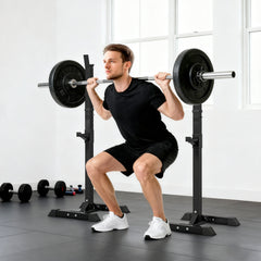 PURE Adjustable Squat Rack, Weight Strength Training Bench Press Rack Weight Bench Supporter for Home Gym Exercise, Max Load 150kg, 124-154cm