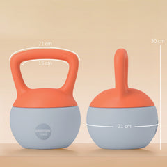 PURE 10KG Soft Kettlebell, Kettle Bell with Non-Slip Handle for Home Gym, Weight Lifting, Strength Training, Orange/Grey