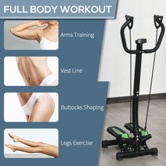PURE Twister Stepper, Step Machine w/ Resistance Bands, LCD Display and Handlebar, Steppers for Exercise Workout Home Gym Office