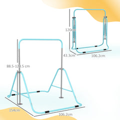 PURE Kids Gymnastic Bar, with Adjustable Height, Foldable Horizontal Bars - Light Blue