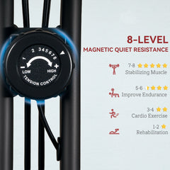 PURE Five-in-one Foldable Exercise Bike, Stationary Bike with Arm Workout Bands, LDC Monitor, Phone Holder, Red