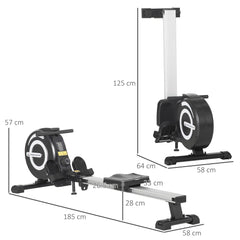 PURE Folding Rowing Machine, Magnetic Rower Machine with 8 Levels Quiet Resistance, LCD Monitor, Wheels, Aluminium Slide Rail, Vertical Storage, 102kg Weight Capacity for Home Gym Cardio Training