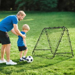 PURE Double Sided Football Rebounder Net, Football Rebound Goal with Five Adjustable Angles, Black