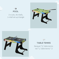 PURE Folding Multi Gaming Table 4 in 1 Hockey, Football Table, Table Tennis, Billiards For Play Fun