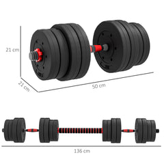 PURE 30kg 2 IN 1 Adjustable Dumbbells Weight Set, Dumbbell Hand Weight Barbell for Body Fitness, Lifting Training for Home, Office, Gym, Black