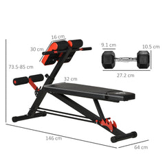 PURE Multifunction Weight Bench with 2 Dumbbells, 7-Level Adjustable Hyper Extension Sit-up Bench