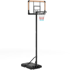 PURE Height Adjustable Basketball Stand Net Set System, Freestanding Basketball Hoop and Stand with Wheels, 182-213cm - Black
