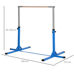 PURE Height Adjustable Gymnastics Horizontal Bar for Kids, Children Junior Kip High Bar Fitness, Blue