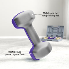 PURE 12kg Hex Dumbbells Set of 6, Hand Weights with Carry Case for Home Gym Strength Training, 2 x 1kg, 2 x 2kg, 2 x 3kg