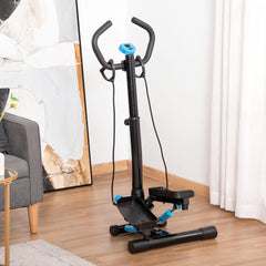 PURE Adjustable Twist Stepper Fitness Step Machine, LCD Screen, Height-Adjust Handlebars, Home Gym, Black and Blue