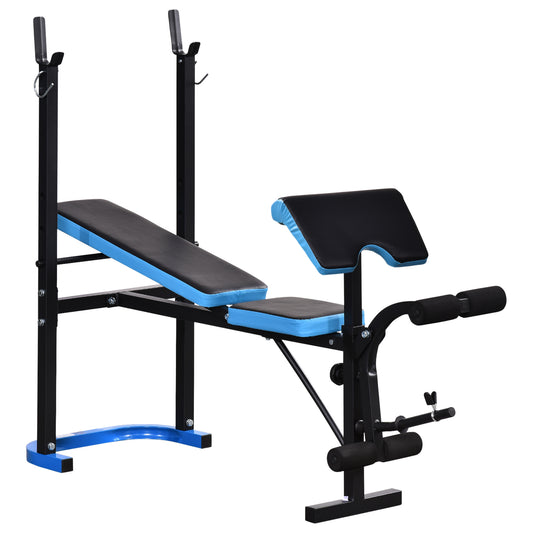 PURE Adjustable Weight Bench with Leg Developer Barbell Rack for Lifting and Strength Training Multifunctional Workout Station for Home Gym Fitness, Black