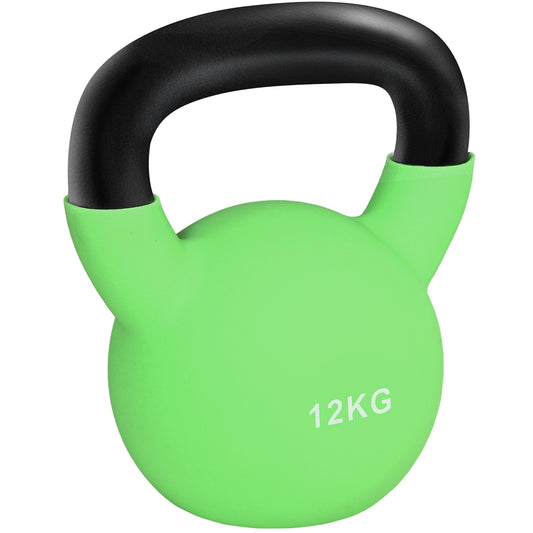 PURE Soft Kettlebell, 12kg Kettle Bell with Non-Slip Handle for Home Gym Weight Lifting and Strength Training, Green
