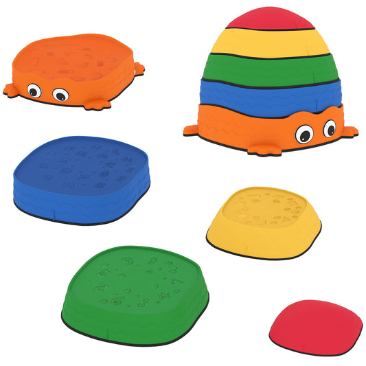 PURE 5PCS Sensory Stepping Stones for Toddlers, Frog-Shaped Kids Stepping Stones Set with Anti-Slip Edging for Ages 2-8