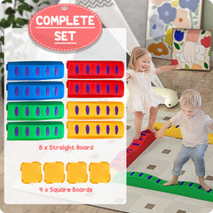 PURE 12-Piece Kids Balance Beam Stepping Stones, with Non-Slip Foot Pads, Multicoloured