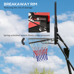 PURE 245-305cm Adjustable Basketball Hoop and Stand, with Wheels, Red