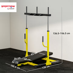 PURE Vertical Leg Press Machine with Adjustable Leg, Back and Head Positions, 2" Olympic Plate Compatible, Yellow