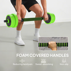 PURE 20kg Four-In-One Adjustable Weight Dumbbells Set, Barbell, Kettlebell, Push Up Stand - Green