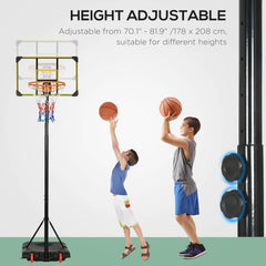 PURE Height Adjustable Basketball Hoop and Stand with Firm Backboard and Weighted Base, Portable Wheels, Yellow