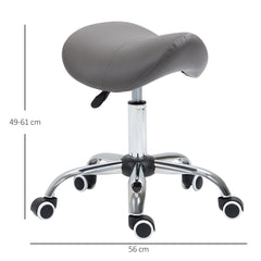 PURE Cosmetic Stool 360° Rotate Height Adjustable Salon Massage Spa Chair Hydraulic Rolling Faux Leather Saddle Stool, Grey