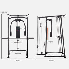 PURE 3-in-1 Smith Machine with Dual Cable Pulley System, Chest Press Station, 17-Level Squat Rack and Barbell Bar