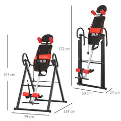 PURE Gravity Inversion Table with Safety Belt Adjustable Hand Stand for Muscle Pain Relief, Red