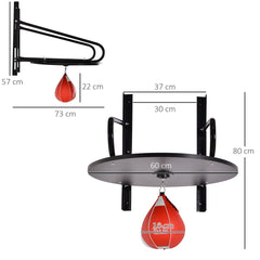Boxing Speed Ball Set: Pear Bag with Platform, Wall Mount, Pump & Accessories, 60 x 73 x 80 cm