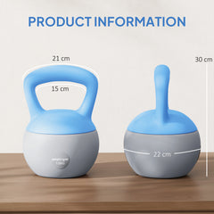 PURE 12KG Soft Kettlebell, Kettlebell with Non-Slip Handle for Home Gym, Weight Lifting, Strength Training, Light Blue/Grey