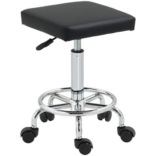 PURE Faux Leather Padded Salon Stool - Black