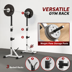 PURE Weights Bar Barbell Rack Squat Stand Adjustable Portable Weight Lifting Max Load 200kg, Suitable For Home Gym Training Work Out