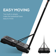 PURE Portable Basketball Stand 175-215cm Adjustable Height Sturdy Rim Hoop w/ Large Wheels Stable Base Net Free Standing