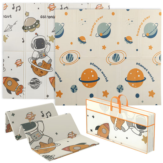 PURE Baby Play Mat, Double Sideded Foldable Kids Crawling Mat, Reversible & Waterproof, Astronaut and Planet
