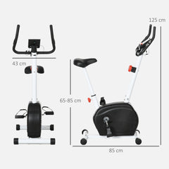 PURE Quiet Exercise Bike with 8-Level Magnetic Resistance and Heart Rate Sensor, for Home Gym, White and black