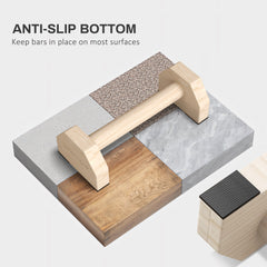 Wooden Parallettes Bars Push up Handles with Non-Slip Base, Calisthenics Equipment for Home Gym Training