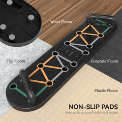 PURE Foldable Push Push Up Board with Non-Slip Pads, for Chest, Arms, Shoulders, Black