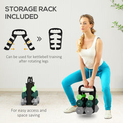 PURE Dumbbells Set with Storage Rack, 2 x 1kg, 2 x 3kg, 2 x 5kg, Green
