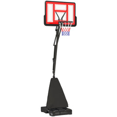PURE 245-305cm Adjustable Basketball Hoop and Stand, with Wheels, Red