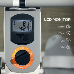 PURE Rowing Machine, 16-Level Magnetic Rower Machine with LCD Monitor and Phone Holder, White