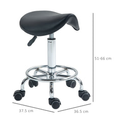 PURE Salon Saddle Stool, Rolling Saddle Chair for Massage, Spa, Clinic, Beauty, Hairdressing and Tattoo, Black