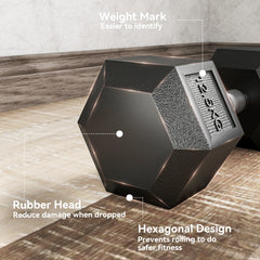 PURE 2x12.5KG Rubber Hex Dumbbell Portable Hand Weights Dumbbell Home Gym