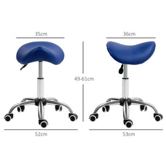 PURE Saddle Stool, Height Adjustable Salon Chair for Massage Spa, Faux Leather, Dark Blue