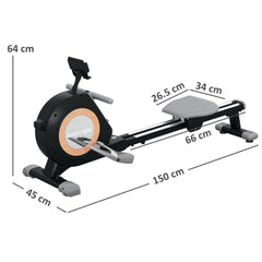 PURE Rowing Machine, 16-Level Magnetic Rower Machine with LCD Monitor and Phone Holder, Black
