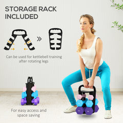 PURE Dumbbells Set with Storage Rack, 2 x 1kg, 2 x 3kg, 2 x 5kg, Pink