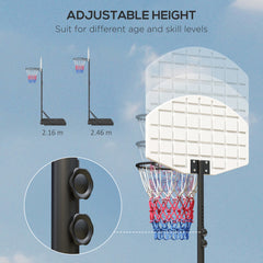 PURE Adjustable Basketball Stand Net System, with Wheels, Enlarged Base, PE, Backboard, 179-209cm