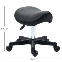 PURE Saddle Stool, PU Leather Adjustable Rolling Salon Chair with Steel Frame for Massage, Spa, Beauty and Tattoo, Black