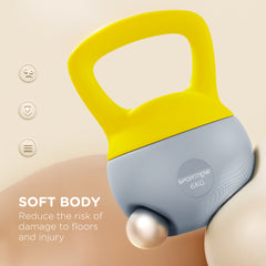 PURE 6KG Soft Kettlebell, Kettlebell with Non-Slip Handle for Home Gym, Weight Lifting, Strength Training, Yellow/Grey