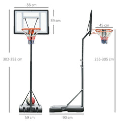 PURE Portable 10ft Basketball Backboard Hoop Set Professional Outdoor Freestanding Basketball Stand with Wheels for Adults and Children, Adjustable High 2.55M-3.05M