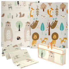 PURE Animal-Themed Baby Plat Mat Double Sided, Foldable, Water-Resistant for Outdoor/Indoor, 177 x 146 x 1.5cm